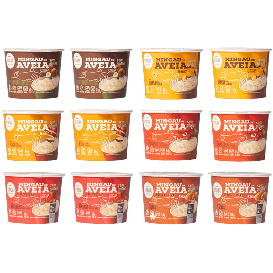 Pack com 12 mingaus de aveia sem glúten Di Mangiare, sabores sortidos