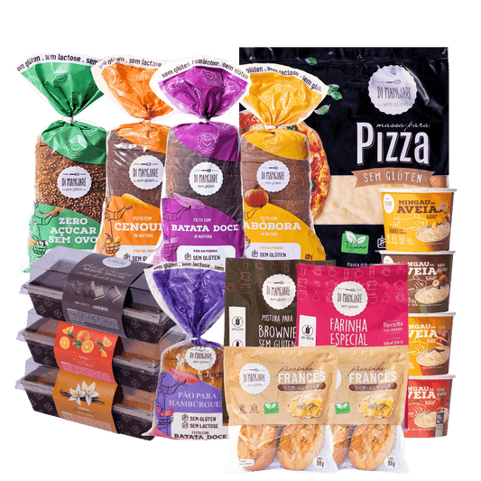 Box com 17 produtos sem glúten e sem lactose Di Mangiare