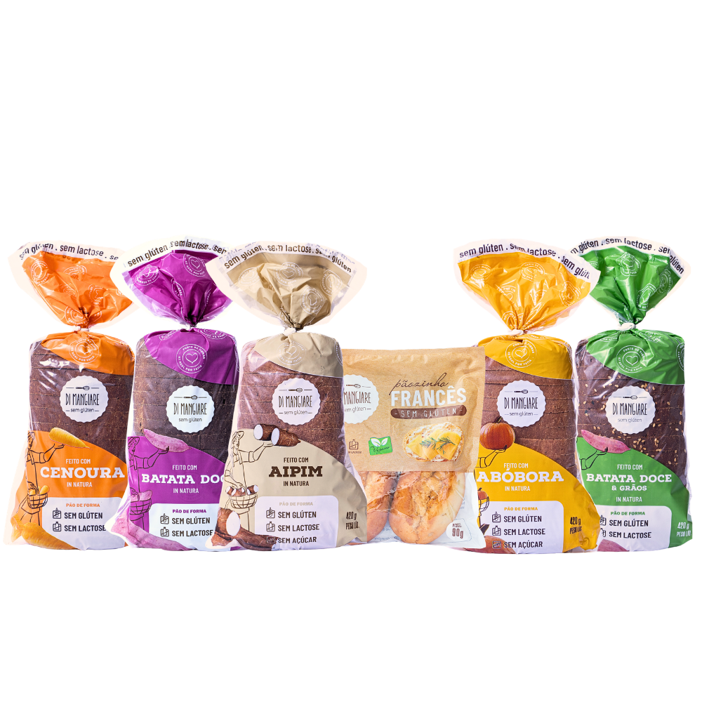 Kit Degustação 6 Pães sem glúten e sem leite - Di Mangiare