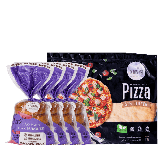 Kit massa para pizza e pão de hambúrguer sem glúten Di Mangiare
