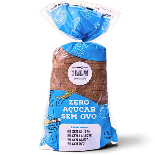 Pão Zero Açúcar vegano, sem glúten, sem leite e sem lactose Di Mangiare, 420 g