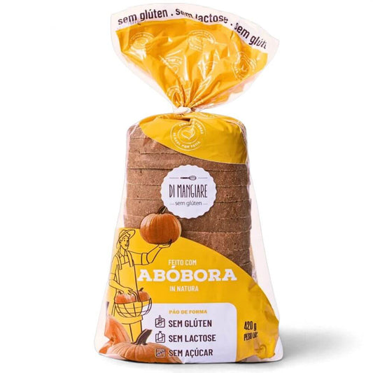 Pão de Abóbora sem glúten, sem leite, sem lactose e sem açúcar Di Mangiare, 420 g