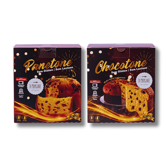 Kit Panetone e Chocotone sem glúten, sem leite e sem lactose Di Mangiare, 500 g cada
