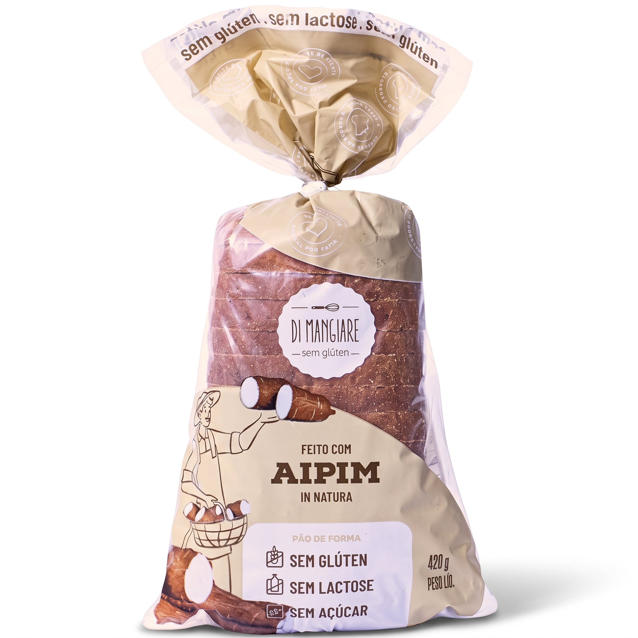 Pão de Aipim sem glúten, sem leite, sem lactose e sem açúcar Di Mangiare, 420 g