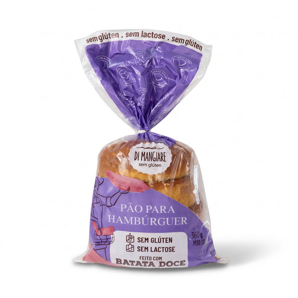 Pão de Hambúrguer sem glúten e sem leite Di Mangiare, 4 unidades (360 g)
