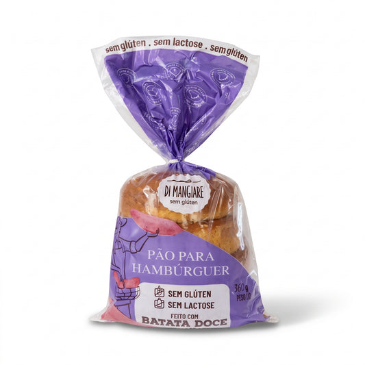 Pão de Hambúrguer sem glúten, sem leite e sem lactose Di Mangiare, 4 unidades (360 g)