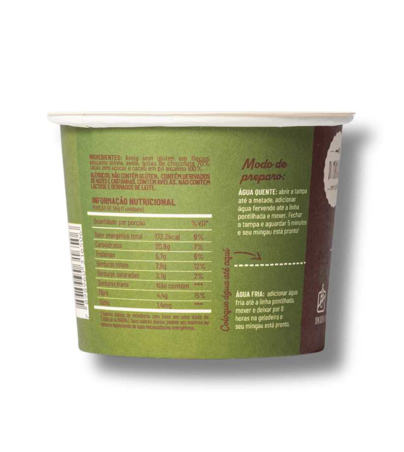 Mingau de Aveia Duplo Chocolate sem açúcar e sem glúten - Di Mangiare