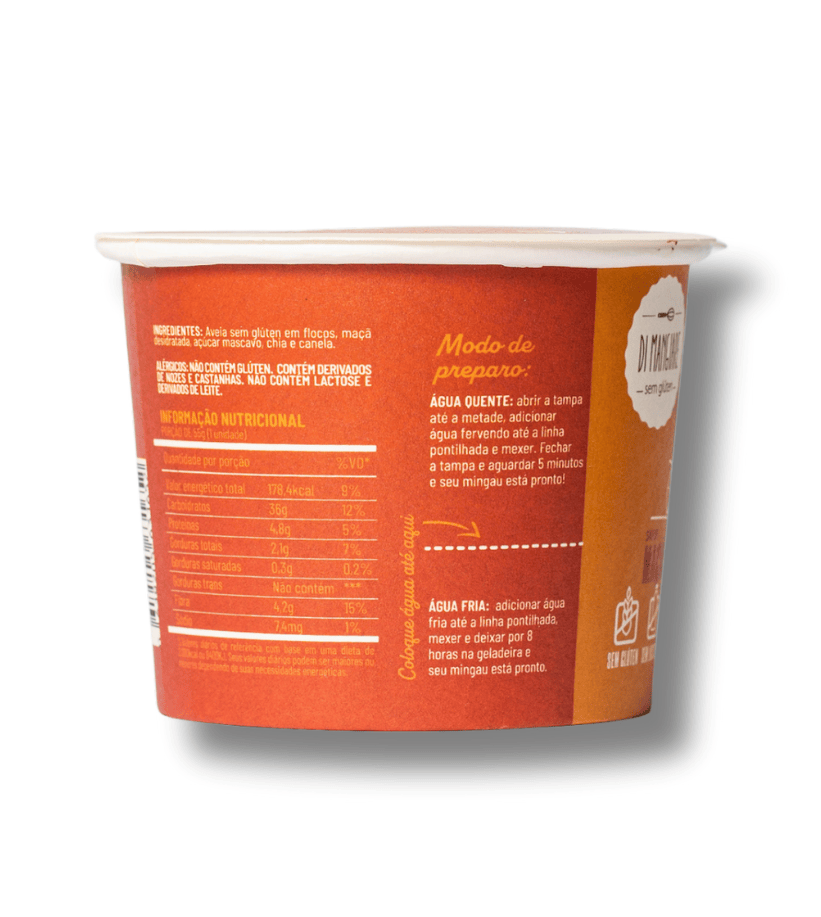 Mingau de Aveia Maçã com Canela sem glúten - Di Mangiare