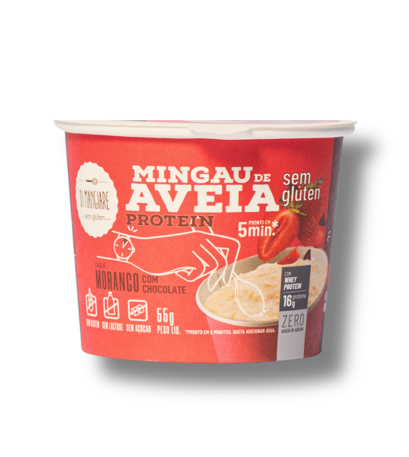 Mingau de Aveia Proteico Morango e Chocolate sem açúcar e sem glúten - Di Mangiare