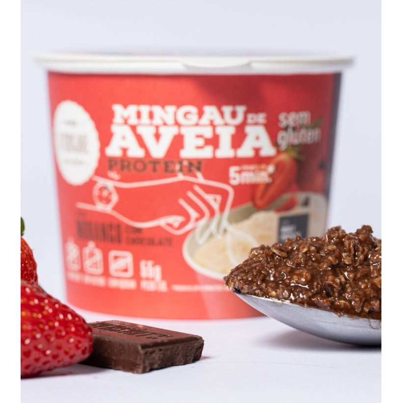 Mingau de Aveia Proteico Morango e Chocolate sem açúcar e sem glúten - Di Mangiare
