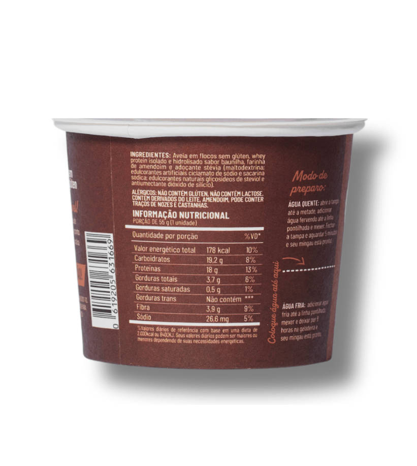 Mingau de Aveia Proteico Paçoca sem açúcar e sem glúten - Di Mangiare