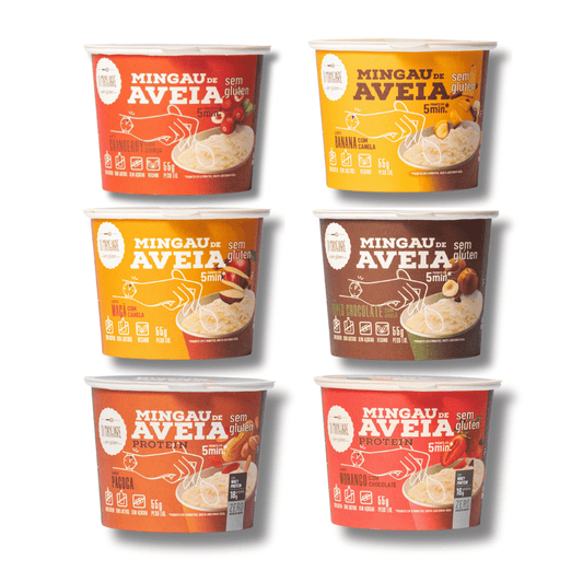 Kit degustação com 6 mingaus de aveia sem glúten Di Mangiare, sabores sortidos
