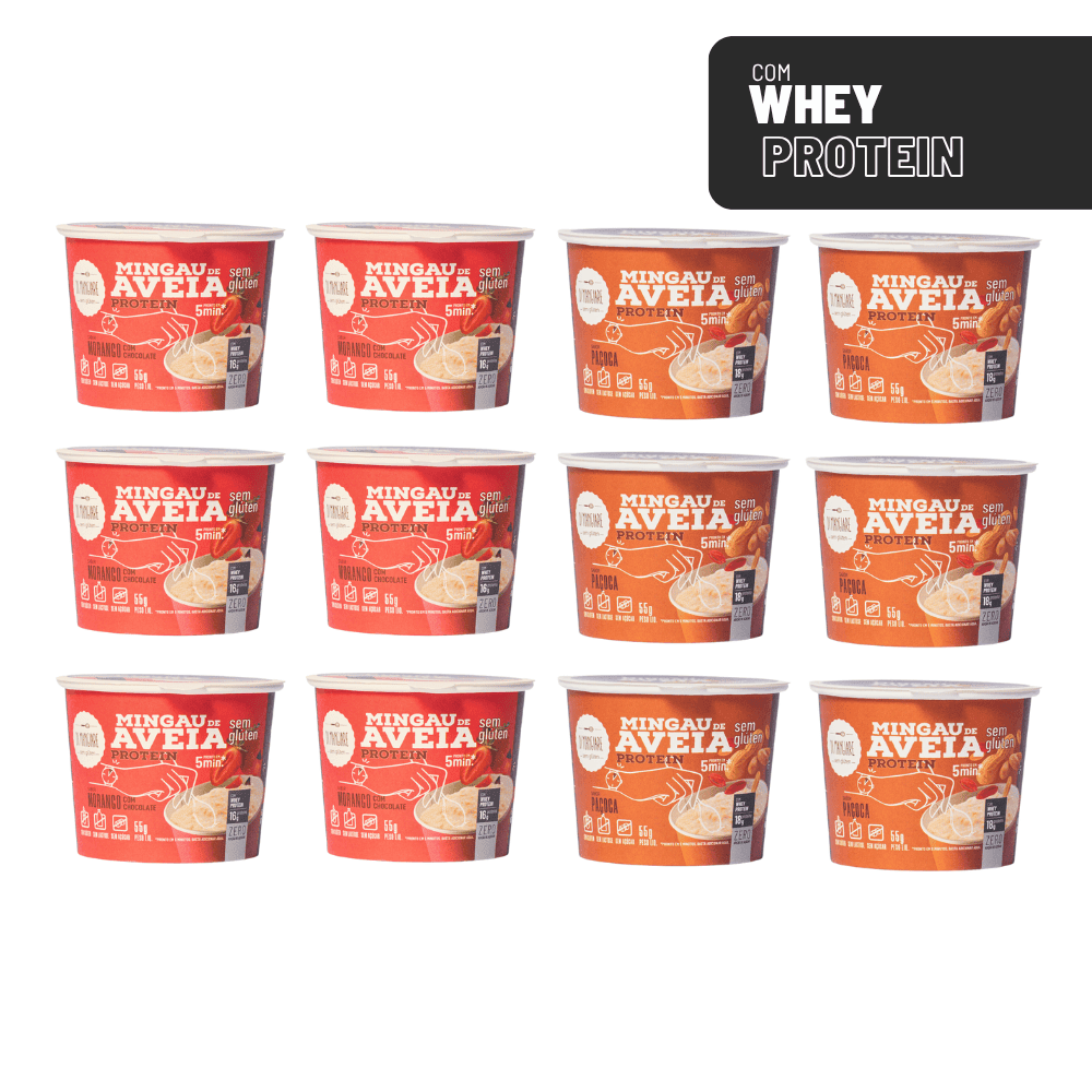 Pack com 12 mingaus de aveia proteicos sem glúten e sem açúcar Di Mangiare