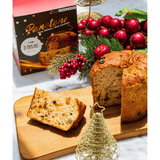 Panetone sem glúten Di Mangiare – panetone cortado e fatia na tábua