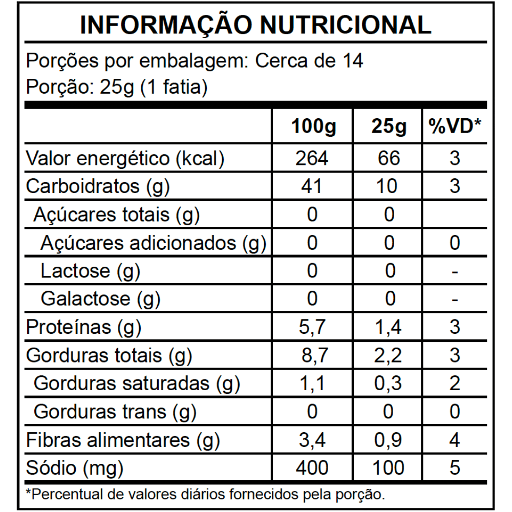 Pão Vegano Zero Açúcar sem glúten - Di Mangiare