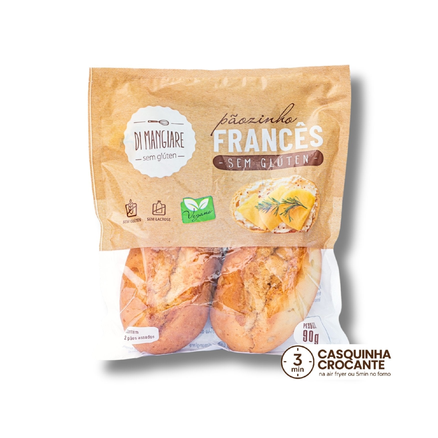 Pãozinho francês sem glúten, sem leite e vegano - Di Mangiare